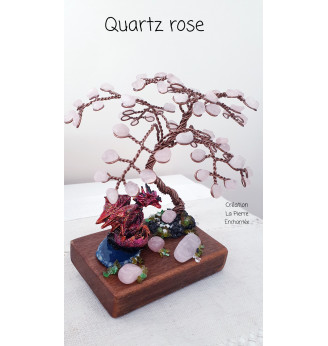 Arbre de vie en Quartz rose et son Dragon  .
