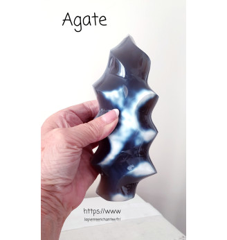 Agate Flamme – Pierre Bleue de Madagascar 17 cm