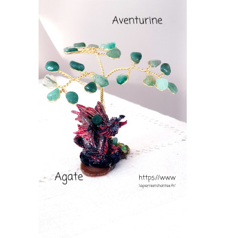 Arbre de vie  Aventurine et son Dragon sur Agate .