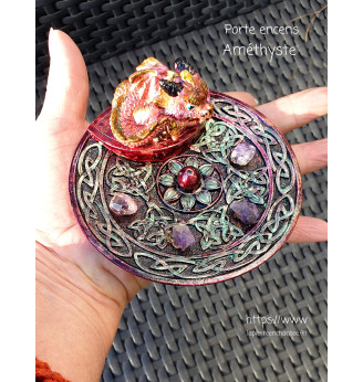 Porte encens Améthyste et bébé Dragon.