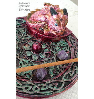 Porte encens Améthyste et bébé Dragon.