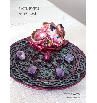 Porte encens Améthyste et bébé Dragon.