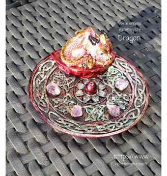 Porte encens Améthyste et bébé Dragon.