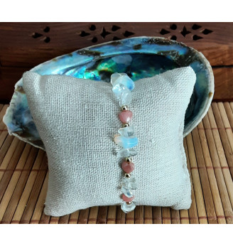 Bracelet Quartz Angel Aura et cœurs en Rhodochrosite.
