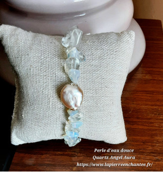 Bracelet perle d'eau douce et Quartz Angel Aura.