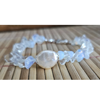 Bracelet perle d'eau douce et Quartz Angel Aura.
