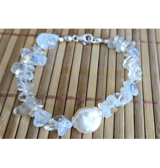 Bracelet perle d'eau douce et Quartz Angel Aura.