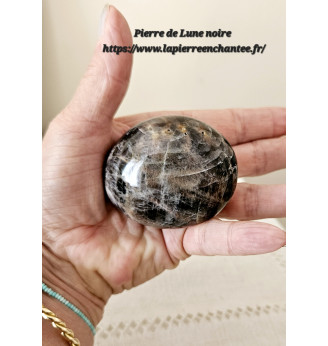 Pierre de Lune noire, galet poli  .
