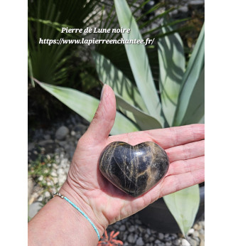 Pierre de Lune noire, forme cœur.