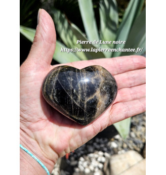 Pierre de Lune noire, forme cœur.