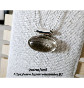 Pendentif en Quartz fumé , Argent 925 . Confiance en soi .