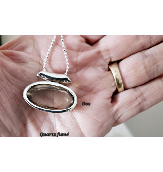 Pendentif en Quartz fumé , Argent 925 . Confiance en soi .