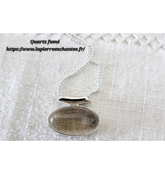 Pendentif en Quartz fumé , Argent 925 . Confiance en soi .