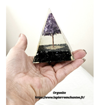 Orgonite Arbre de vie en Améthyste et Tourmaline.