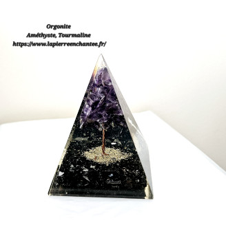 Orgonite Arbre de vie en Améthyste et Tourmaline.