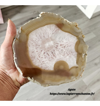 Agate naturelle, tranche-Pierre apaisante et décorative