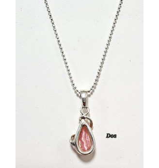 Pendentif en Rhodochrosite serti Argent 925 .
