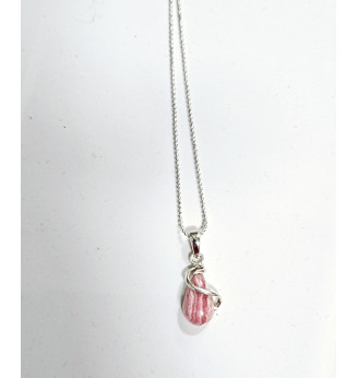 Pendentif en Rhodochrosite serti Argent 925 .