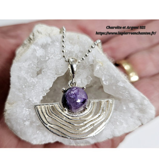 Pendentif Charoïte – Argent 925 – Bijou Apaisant et Transformation