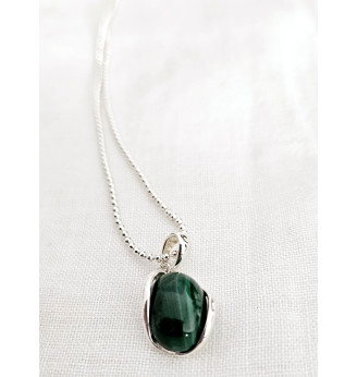 Pendentif en Malachite sertissage en Argent 925