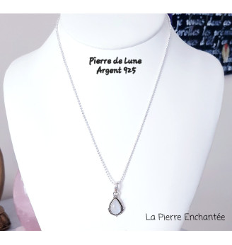 Pendentif en Pierre de lune et Argent 925 .