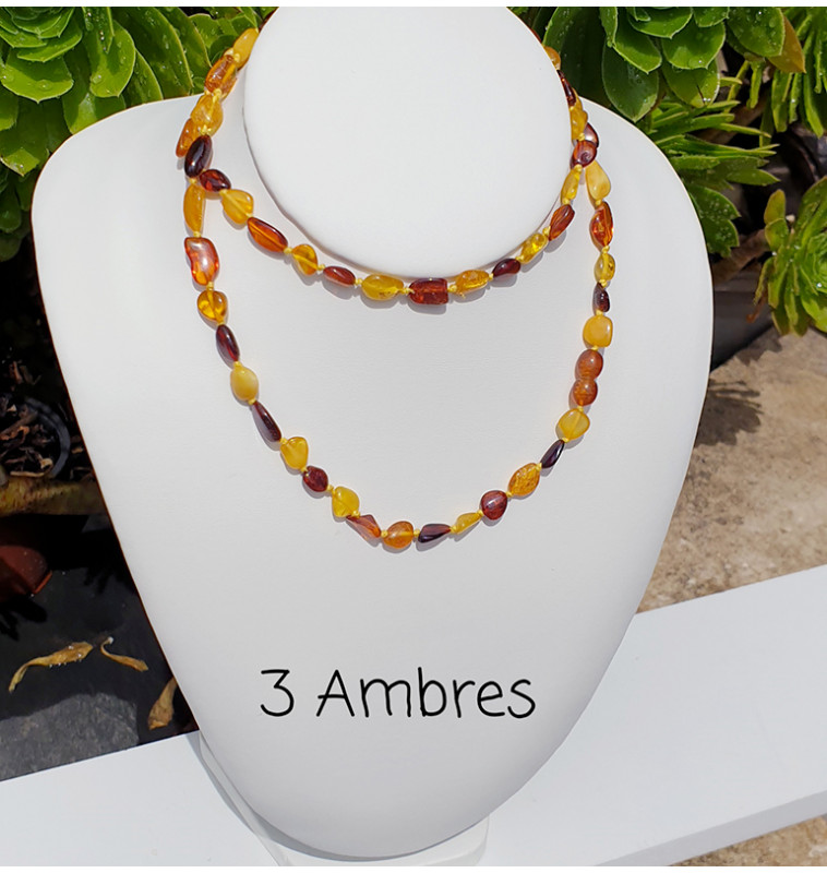Ancien Collier Sautoir En Ambre Véritable Longueur 150cm - Occasion, Pierre Naturelle, Sans Marque