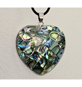 Pendentif en Nacre Abalone , forme cœur – 3,5 × 3,5 cm