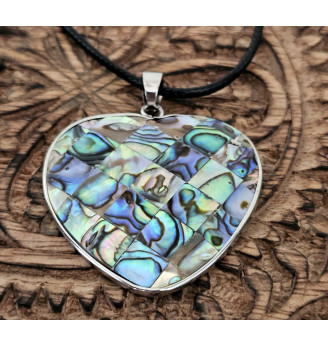 Pendentif en Nacre Abalone , forme cœur – 3,5 × 3,5 cm