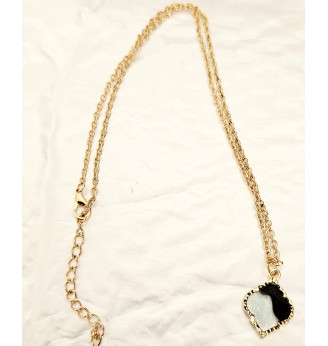 Pendentif en résine cristal glitter noir et vert pastel – Élégant et raffiné