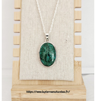 Pendentif Chrysocolle naturelle ovale, Argent 925 .