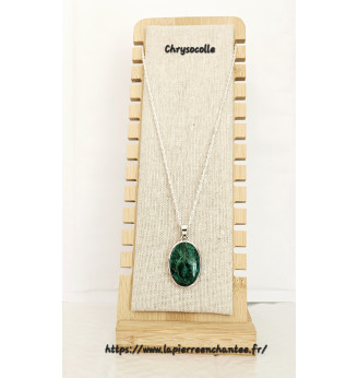 Pendentif Chrysocolle naturelle ovale, Argent 925 .