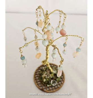 Arbre de Vie , Cristal de roche, Amazonite, Agate de Botswana.