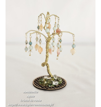 Arbre de Vie , Cristal de roche, Amazonite, Agate de Botswana.