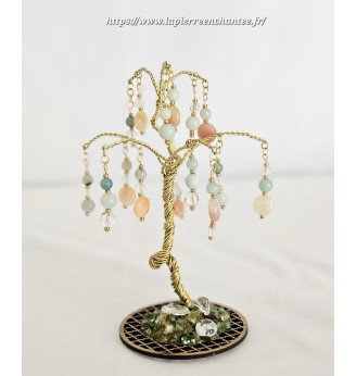 Arbre de Vie , Cristal de roche, Amazonite, Agate de Botswana.