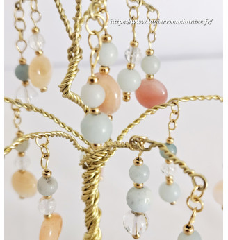 Arbre de Vie , Cristal de roche, Amazonite, Agate de Botswana.