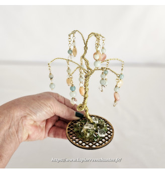 Arbre de Vie , Cristal de roche, Amazonite, Agate de Botswana.