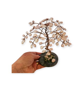 Arbre de vie en Quartz rose et socle en Labradorite.
