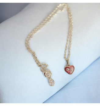 Pendentif Cœur en Résine Vitrail Vieux Rose – Feuilles d’Argent, Finitions et Chaîne Argentées