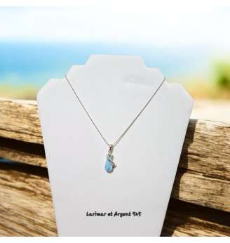Pendentif en Larimar serti Argent 925  , Modèle Volute .