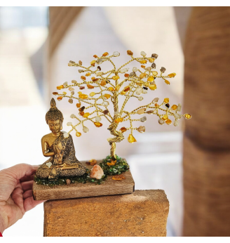 Arbre de Vie spirituel avec Bouddha , Pierre de Lune et Ambre.