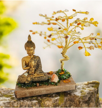 Arbre de Vie spirituel avec Bouddha , Pierre de Lune et Ambre.
