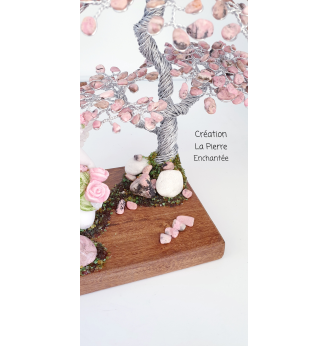 Arbre de Vie en Rhodonite Rose et Angelot de Douceur .