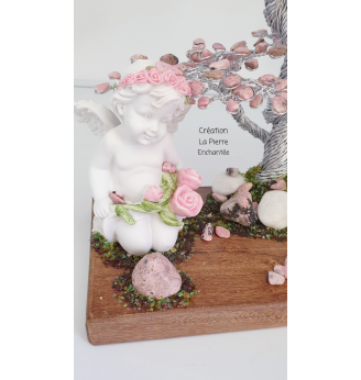 Arbre de Vie en Rhodonite Rose et Angelot de Douceur .
