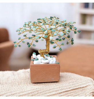 Arbre de Vie  Aventurine sur Poterie Naturelle – Chance et Harmonie