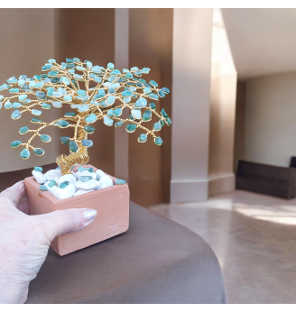 Arbre de Vie  Aventurine sur Poterie Naturelle – Chance et Harmonie