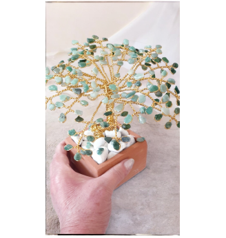 Arbre de Vie  Aventurine sur Poterie Naturelle – Chance et Harmonie