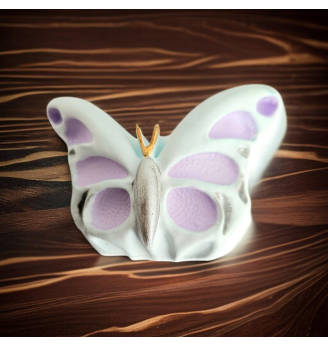 Photophore , bougeoir , Papillon pastel vert et lilas en résine – décoration artisanale douce et lumineuse