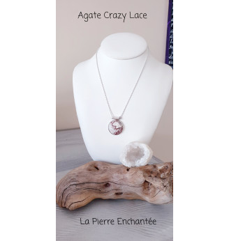 Pendentif Agate Crazy Lace – Pierre de joie et d’harmonie – Argent 925