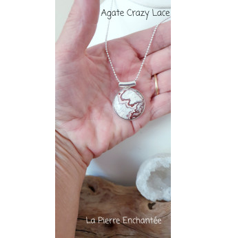 Pendentif Agate Crazy Lace – Pierre de joie et d’harmonie – Argent 925