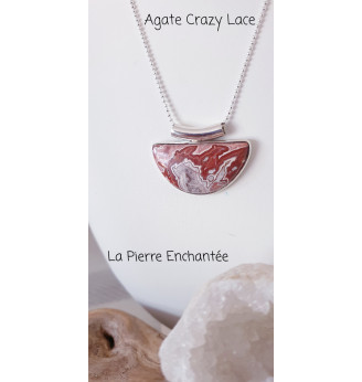 Pendentif Agate Crazy Lace – Pierre d’équilibre et d’ancrage – Argent 925